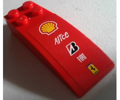 Slope, Curved 6 x 2 with Shell, Alice, Bridgestone, Fiat and Ferrari Logos Pattern (Sticker) - Set 8142-2