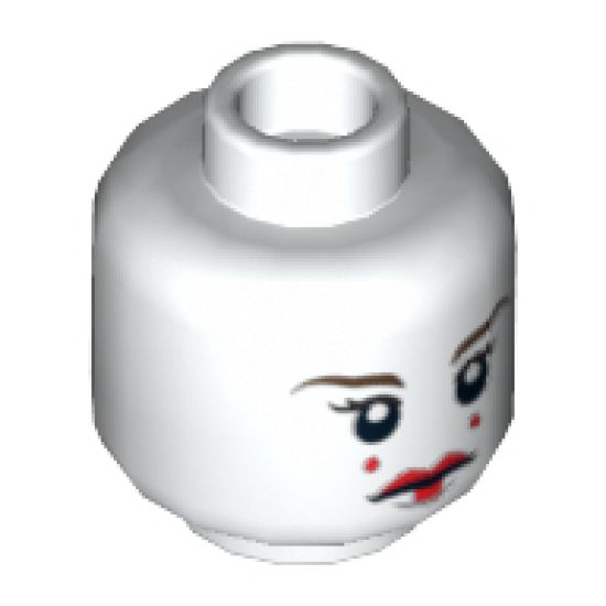 Minifigure, Head Female with Red Lips, Eyelashes, 2 Red Dots on Cheeks Pattern (SW Queen Amidala) - Hollow Stud