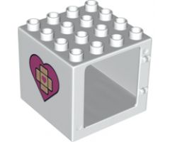 Duplo, Building Door / Window Frame 4 x 4 x 3 Thin Top with Heart with Bandage Cross with Heart on Both Sides Pattern (10605)