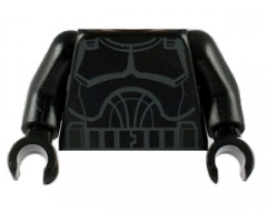 Torso SW Armor Clone Trooper Light Gray Outline Pattern (Clone Wars) / Black Arms / Black Hands