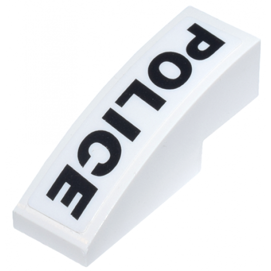 Slope, Curved 3 x 1 with Black 'POLICE' Pattern Model Right (Sticker) - Set 8152