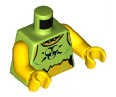 Torso Female Ripped Shirt with Black Toxic Symbol and Studded Collar Pattern / Yellow Arms / Yellow Hands
