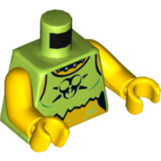 Torso Female Ripped Shirt with Black Toxic Symbol and Studded Collar Pattern / Yellow Arms / Yellow Hands