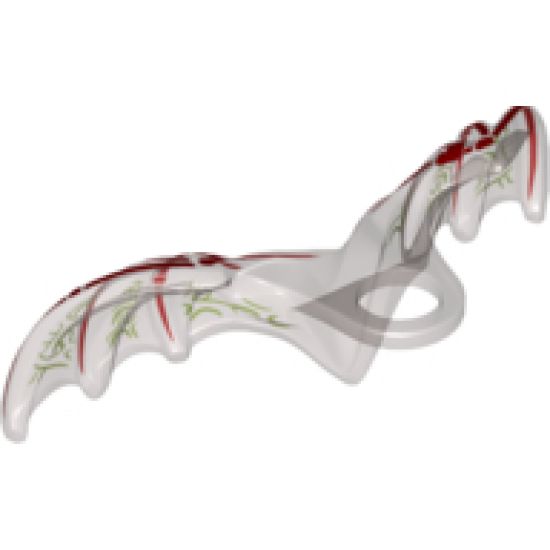 Minifigure, Body Wear Wings Gargoyle with Red Bones and Lime Pattern