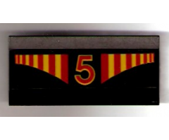 Vehicle Spoiler / Plow Blade 6 x 3 with Hinge with Red and Yellow Stripes and Red Number 5 Pattern (Sticker) - Set 1821