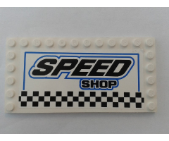Tile, Modified 6 x 12 with Studs on Edges with 'SPEED SHOP' Pattern (Sticker) - Set 8154