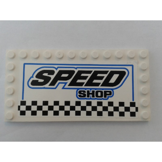 Tile, Modified 6 x 12 with Studs on Edges with 'SPEED SHOP' Pattern (Sticker) - Set 8154
