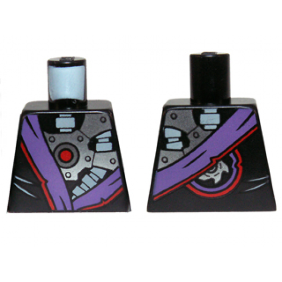 Torso Ninjago Robe with Purple Sash and Exposed Mechanical Parts Pattern