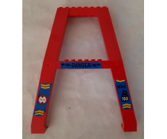 Support Crane Stand Double with 'DANGER', 'MAX 100', and '10 m' on Blue Background Pattern (Stickers) - Set 4557