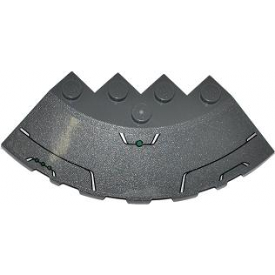 Brick, Round Corner 6 x 6 with Slope 33 Edge, Facet Cutout with Green Dots and Black and Silver Lines Pattern (Sticker) - Set 76003