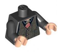 Torso Speed Racer Tweed Vest with Rep Striped Tie Pattern / Black Arms / Light Nougat Hands