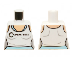 Torso Female Outline, White Tank Top with 'APERTURE' over Bright Light Blue Tank Top Pattern