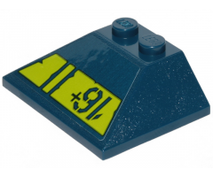 Slope 45 3 x 4 Double / 33 with Lime Stripe with Cut Out Edges and '16+' Pattern (Sticker) - Set 70839