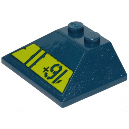 Slope 45 3 x 4 Double / 33 with Lime Stripe with Cut Out Edges and '16+' Pattern (Sticker) - Set 70839