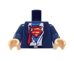 Torso Suit, Rumpled White Shirt with Red Tie and Red and Yellow Superman 'S' Logo Pattern / Dark Blue Arms / Light Nougat Hands