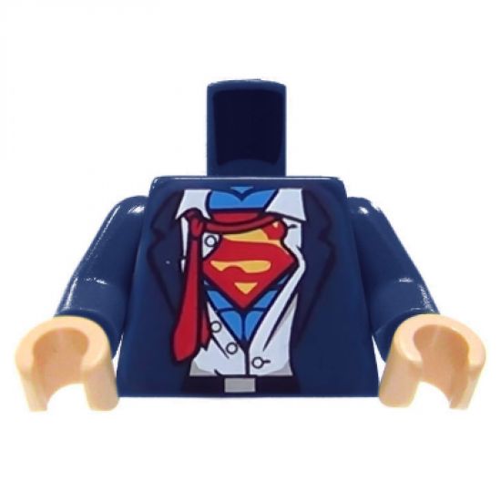 Torso Suit, Rumpled White Shirt with Red Tie and Red and Yellow Superman 'S' Logo Pattern / Dark Blue Arms / Light Nougat Hands