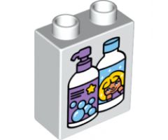 Duplo, Brick 1 x 2 x 2 with Two Bubble Bath Bottles Pattern