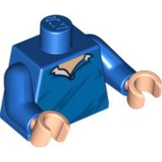 Torso Speed Racer Pullover Open Collar, Diagonal Wrinkles Pattern / Blue Arms / Light Nougat Hands