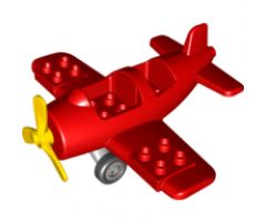 Duplo, Aircraft Airplane Small with Rear Cargo Bay, Light Bluish Gray Wheels Assembly, Small Propeller Pin