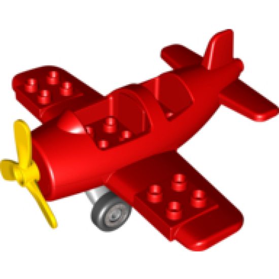 Duplo, Aircraft Airplane Small with Rear Cargo Bay, Light Bluish Gray Wheels Assembly, Small Propeller Pin