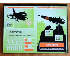 Slope 10 6 x 8 with Lime Screen with 'WARNING: UNIDENTIFIED FLYING AGENT' and 'ARMED ACTIVATE LASER IN 00:12' Pattern (Sticker) - Set 8637
