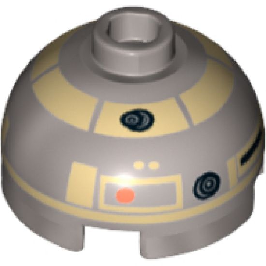 Brick, Round 2 x 2 Dome Top with Tan Pattern (Astromech Droid)
