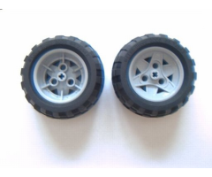 Wheel & Tire Assembly 43.2mm D. x 26mm Technic Racing Small, 3 Pin Holes with Black Tire 68.7 x 34 R (41896 / 61480)