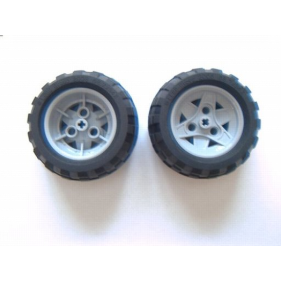 Wheel & Tire Assembly 43.2mm D. x 26mm Technic Racing Small, 3 Pin Holes with Black Tire 68.7 x 34 R (41896 / 61480)