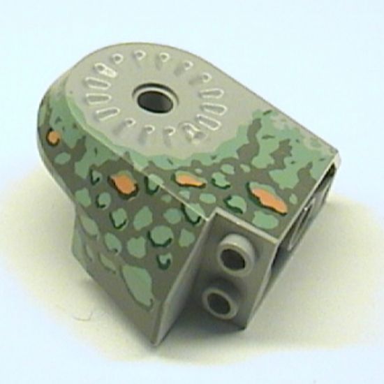 Animal, Body Part Dinosaur Middle Quarter with Pin Holes, Set 6722 Pattern - Dark Gray, Sand Green, Medium Orange, and Dark Green Spotted
