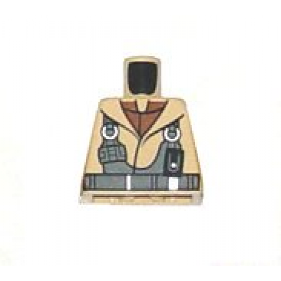 Torso SW Naboo Fighter Jacket with Reddish Brown Undershirt and Dark Bluish Gray Harness Pattern