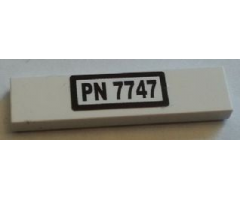 Tile 1 x 4 with Black 'PN 7747' License Plate on White Pattern (Sticker) - Set 7747