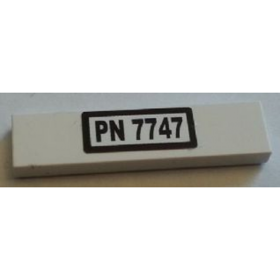 Tile 1 x 4 with Black 'PN 7747' License Plate on White Pattern (Sticker) - Set 7747
