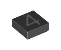 Tile 1 x 1 with Silver Number 4 Pattern