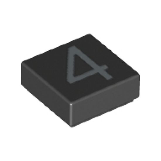 Tile 1 x 1 with Silver Number 4 Pattern