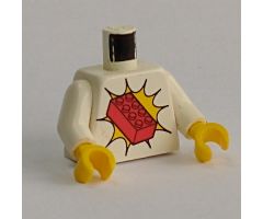 Torso Train Red 2 x 4 Brick Pattern / White Arms / Yellow Hands