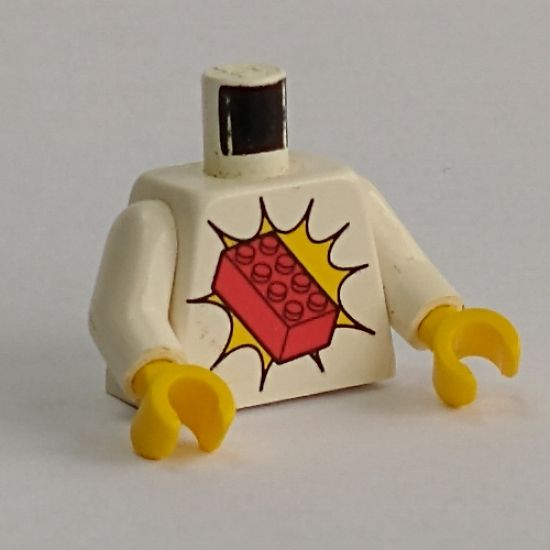 Torso Train Red 2 x 4 Brick Pattern / White Arms / Yellow Hands