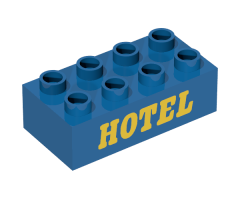 Duplo, Brick 2 x 4 with 'HOTEL' Text Pattern
