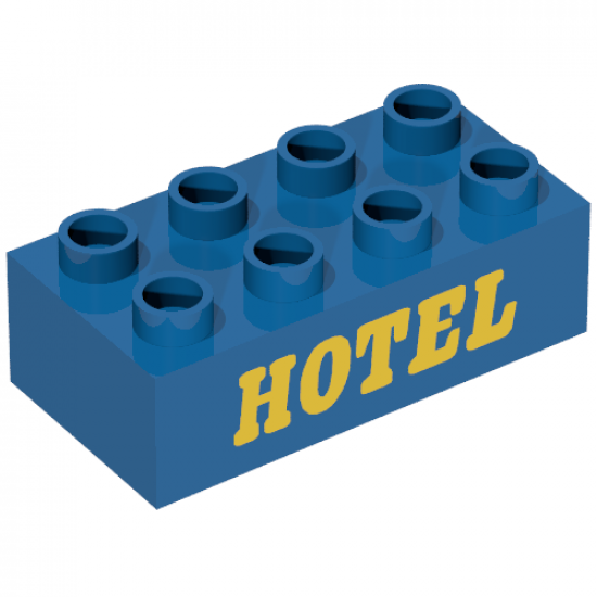 Duplo, Brick 2 x 4 with 'HOTEL' Text Pattern