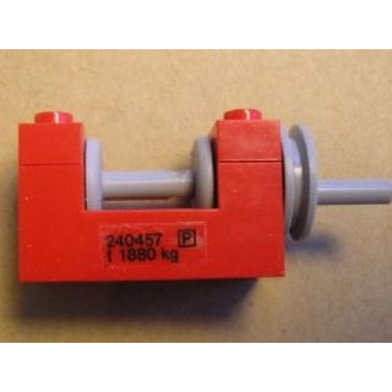 String Reel / Winch 2 x 4 x 2 (Light Gray Drum) with '240457' and 'P' and 't 1880 kg' Pattern on Both Sides (Stickers) - Set 4555