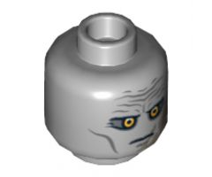 Minifigure, Head Alien with Yellow Eyes, Wrinkled Brow, Scar Pattern (SW Darth Malgus) - Blocked Open Stud