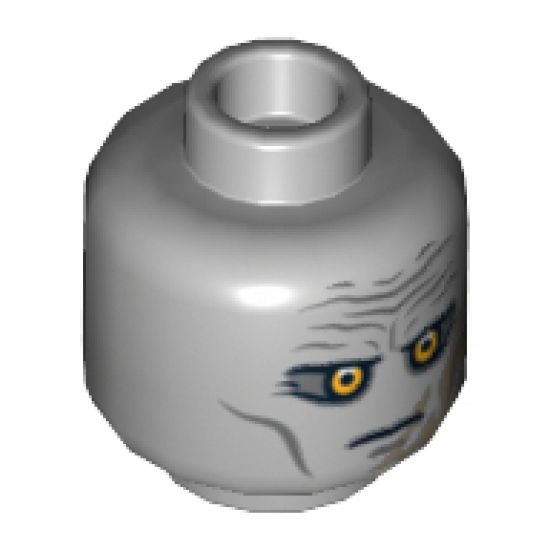 Minifigure, Head Alien with Yellow Eyes, Wrinkled Brow, Scar Pattern (SW Darth Malgus) - Blocked Open Stud
