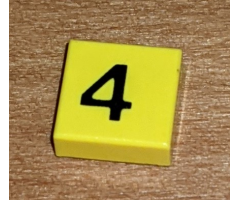 Tile 1 x 1 with Black Number 4 Pattern