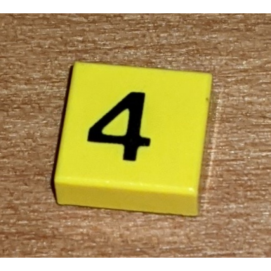 Tile 1 x 1 with Black Number 4 Pattern