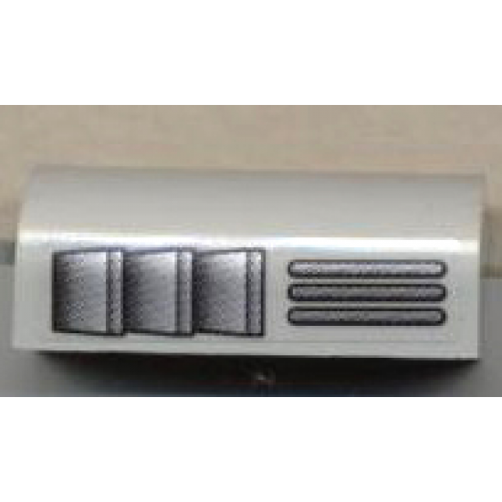 Slope, Curved 2 x 4 x 1 1/3 with Four Recessed Studs with Grille Pattern Right (Sticker) - Sets 10020 / 10022 / 10025