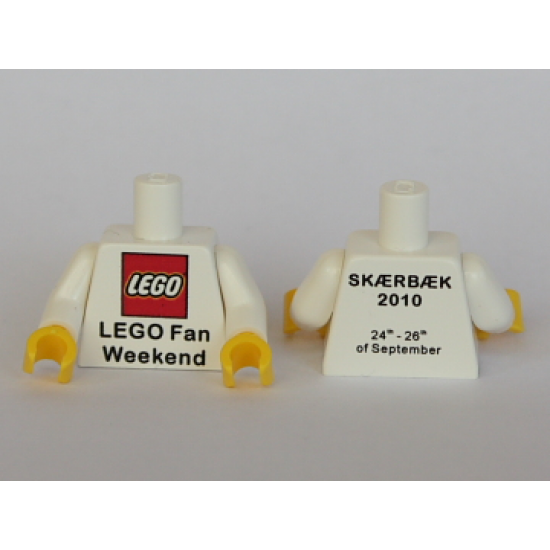 Torso LEGO Fan Weekend 2010 Pattern / White Arms / Yellow Hands