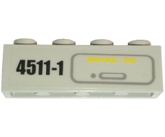 Brick 1 x 4 with '4511-1' and 'MOTOR / OIL' Pattern (Sticker) - Sets 4511 / 10157