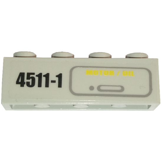 Brick 1 x 4 with '4511-1' and 'MOTOR / OIL' Pattern (Sticker) - Sets 4511 / 10157
