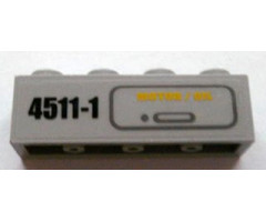 Brick 1 x 4 with '4511-1' and 'MOTOR / OIL' Pattern (Sticker) - Sets 4511 / 10157