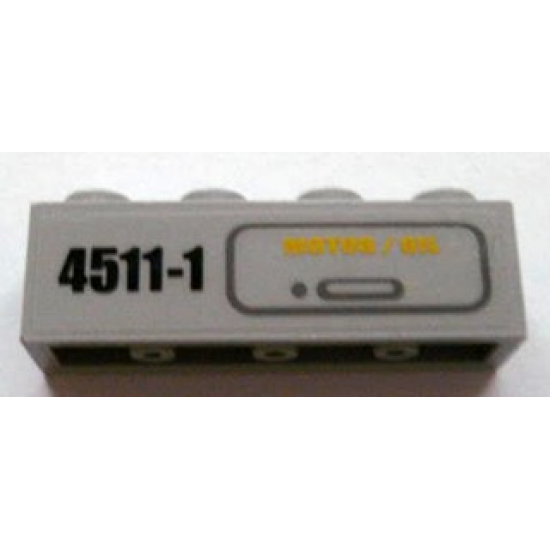 Brick 1 x 4 with '4511-1' and 'MOTOR / OIL' Pattern (Sticker) - Sets 4511 / 10157