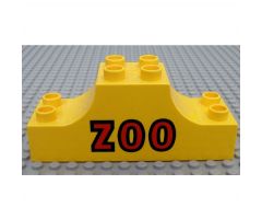 Duplo, Brick 2 x 6 x 2 Curved Ends with 'Zoo' Pattern